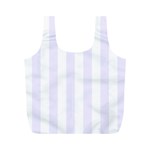 Vertical Stripes - White and Pastel Violet Full Print Recycle Bag (M)