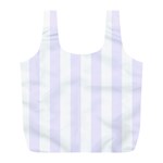 Vertical Stripes - White and Pastel Violet Full Print Recycle Bag (L)