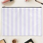 Vertical Stripes - White and Pastel Violet Cosmetic Bag (XXXL)