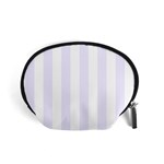 Vertical Stripes - White and Pastel Violet Accessory Pouch (Small)