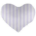 Vertical Stripes - White and Pastel Violet Large 19  Premium Heart Shape Cushion