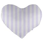Vertical Stripes - White and Pastel Violet Large 19  Premium Flano Heart Shape Cushion