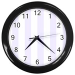 Vertical Stripes - White and Pastel Violet Wall Clock (Black)