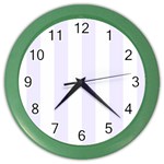 Vertical Stripes - White and Pastel Violet Color Wall Clock