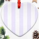 Vertical Stripes - White and Pastel Violet Heart Ornament (Two Sides)