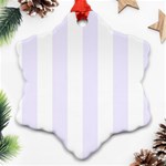 Vertical Stripes - White and Pastel Violet Ornament (Snowflake)