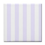 Vertical Stripes - White and Pastel Violet Tile Coaster
