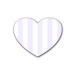 Vertical Stripes - White and Pastel Violet Heart Coaster (4 pack)