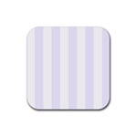 Vertical Stripes - White and Pastel Violet Rubber Coaster (Square)