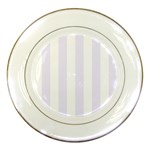 Vertical Stripes - White and Pastel Violet Porcelain Plate