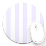 Vertical Stripes - White and Pastel Violet Round Mousepad