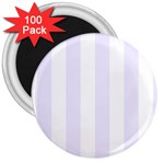 Vertical Stripes - White and Pastel Violet 3  Magnet (100 pack)