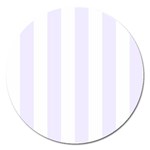 Vertical Stripes - White and Pastel Violet Magnet 5  (Round)