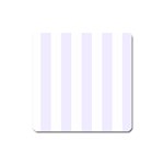 Vertical Stripes - White and Pastel Violet Magnet (Square)