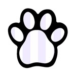 Vertical Stripes - White and Pastel Violet Magnet (Paw Print)