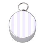 Vertical Stripes - White and Pastel Violet Silver Compass (Mini)