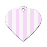 Vertical Stripes - White and Pale Thistle Violet Dog Tag Heart (Two Sides)