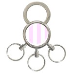 Vertical Stripes - White and Pale Thistle Violet 3-Ring Key Chain