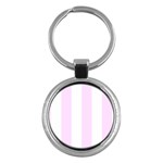 Vertical Stripes - White and Pale Thistle Violet Key Chain (Round)