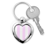 Vertical Stripes - White and Pale Thistle Violet Key Chain (Heart)