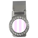 Vertical Stripes - White and Pale Thistle Violet Money Clip (CZ)