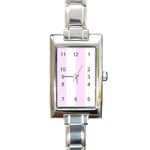Vertical Stripes - White and Pale Thistle Violet Rectangle Italian Charm Watch