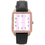 Vertical Stripes - White and Pale Thistle Violet Rose Gold Leather Watch