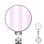 Vertical Stripes - White and Pale Thistle Violet Stainless Steel Nurses Watch
