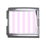 Vertical Stripes - White and Pale Thistle Violet Mega Link Italian Charm (18mm)