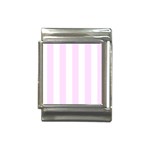 Vertical Stripes - White and Pale Thistle Violet Italian Charm (13mm)