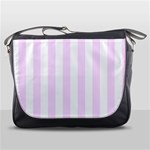 Vertical Stripes - White and Pale Thistle Violet Messenger Bag