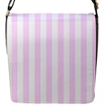 Vertical Stripes - White and Pale Thistle Violet Flap Closure Messenger Bag (S)