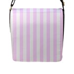 Vertical Stripes - White and Pale Thistle Violet Flap Closure Messenger Bag (L)