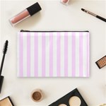 Vertical Stripes - White and Pale Thistle Violet Cosmetic Bag (M)