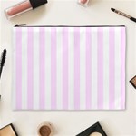 Vertical Stripes - White and Pale Thistle Violet Cosmetic Bag (XL)