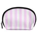 Vertical Stripes - White and Pale Thistle Violet Accessory Pouch (Large)