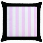 Vertical Stripes - White and Pale Thistle Violet Throw Pillow Case (Black)