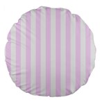 Vertical Stripes - White and Pale Thistle Violet Large 18  Premium Round Cushion