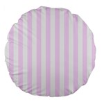 Vertical Stripes - White and Pale Thistle Violet Large 18  Premium Flano Round Cushion