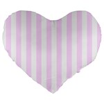 Vertical Stripes - White and Pale Thistle Violet Large 19  Premium Heart Shape Cushion