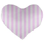 Vertical Stripes - White and Pale Thistle Violet Large 19  Premium Flano Heart Shape Cushion