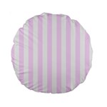 Vertical Stripes - White and Pale Thistle Violet Standard 15  Premium Round Cushion