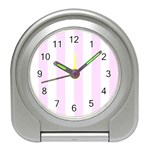 Vertical Stripes - White and Pale Thistle Violet Desk Alarm Clock