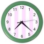 Vertical Stripes - White and Pale Thistle Violet Color Wall Clock