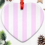 Vertical Stripes - White and Pale Thistle Violet Heart Ornament (Two Sides)