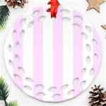 Vertical Stripes - White and Pale Thistle Violet Ornament (Round Filigree)