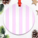 Vertical Stripes - White and Pale Thistle Violet Round Ornament (Two Sides)