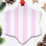 Vertical Stripes - White and Pale Thistle Violet Snowflake Ornament (Two Sides)