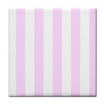 Vertical Stripes - White and Pale Thistle Violet Tile Coaster