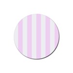 Vertical Stripes - White and Pale Thistle Violet Rubber Round Coaster (4 pack)